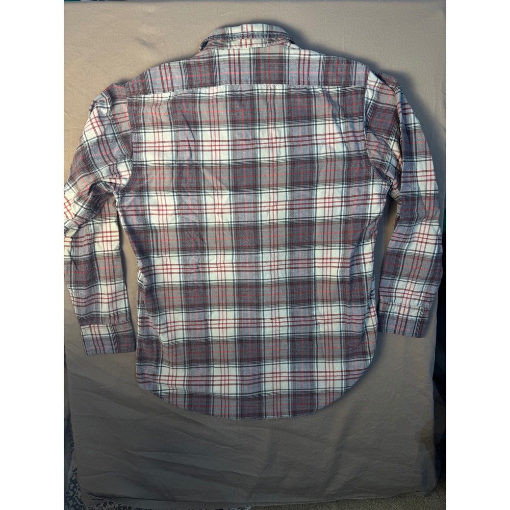 Men's Plaid Button Up‎ Flannel Shirt Medium Gray Red Lumberjack Style - Picture 3 of 6